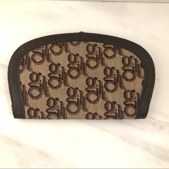 GILI Purse Travel Bag Wallet Canvas Tan Monogram 2 piece Set Vintage Rare Luxury - Picture 11 of 14